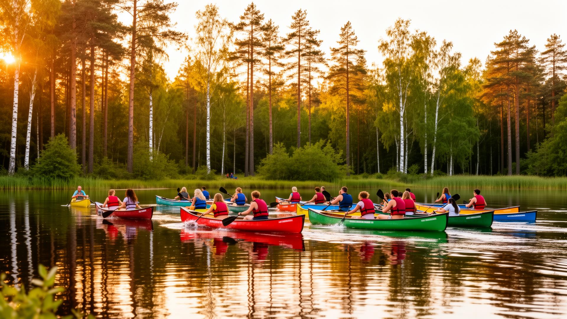 Borgerswold Experience — kanoën op het meer bij zonsondergang